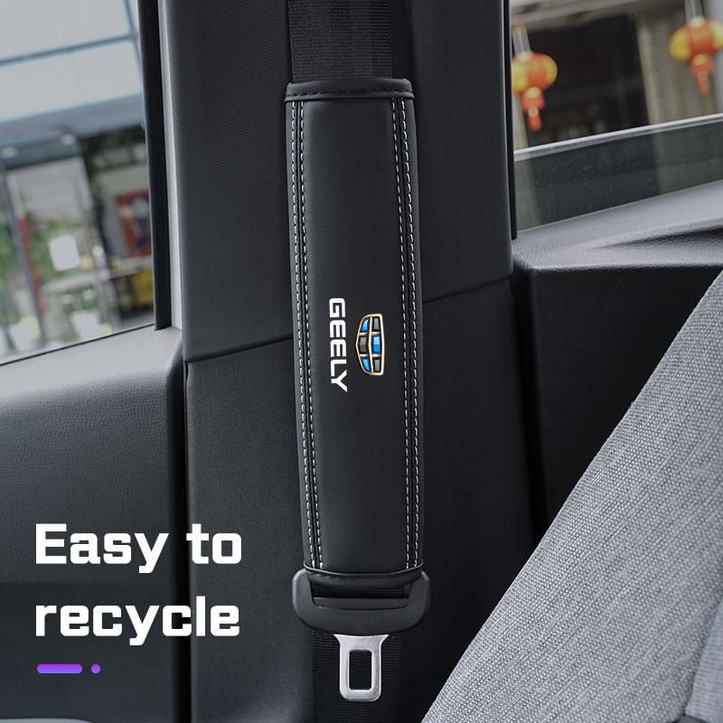 2Pcs Car Seat Belt Nappa Leather Safety Belt Shoulder Covers For Geely Galaxy L7 L6 Boyue Borui Coolray Emgrand GE NL3 EX7 2026