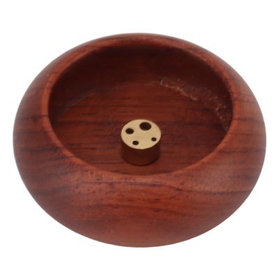 Incense Holder for Sticks Wooden Copper Small Round Incense Aromatherapy Plate for Tea Ceremony