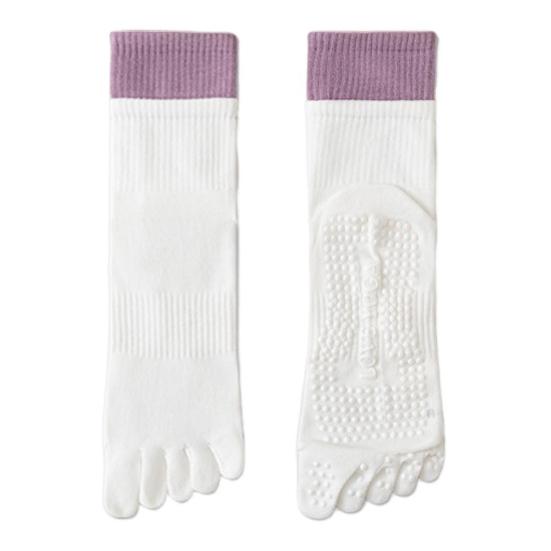 1 Pair Yoga Toe Socks with Non-slip Gripper Breathable Moisture-Wicking Ballet Dance Fitness Pilates Athletic Gym Sports Mid-calf Socks