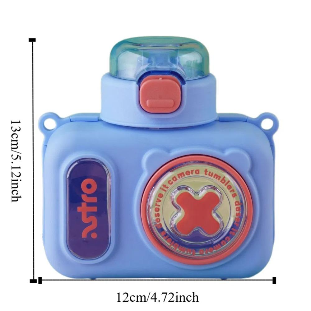 Plastic Straw Water Cup Sealed Design Water Bottle Portable Cartoon Camera Cup  Outdoor Activities