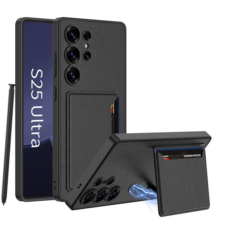 Samsung S25 Ultra High-End Business Leather Case with Card Holder & Stand