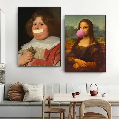 Vintage Portrét Olejomalba Tisk Plakát Olejomalba Náladové Renesanční Umělecké Tisky Vtipná Mona Lisa Plátno Malba Pokojová Dekorace