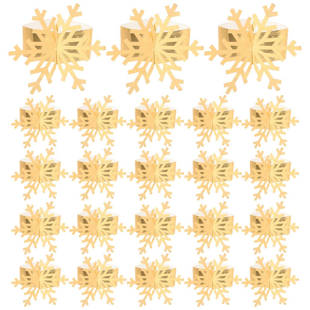 25Pcs Xmas Napkin Buckles Snowflake Design Paper Napkin Rings for Christmas Table Decor Holiday Party Dinner Table Decors