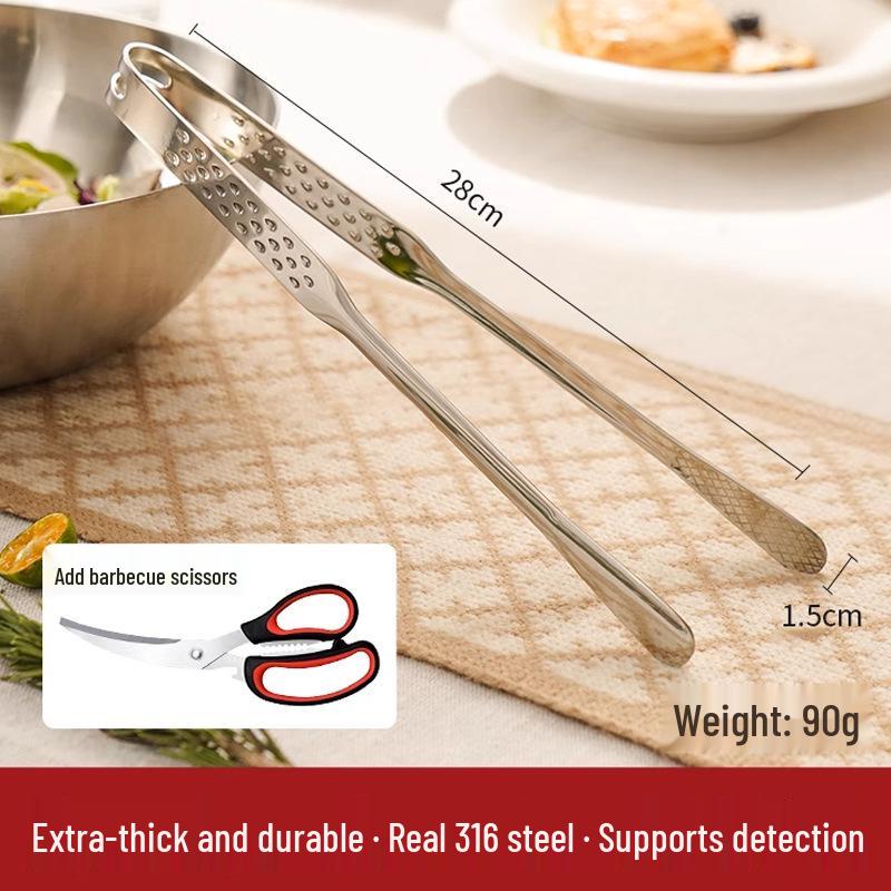 316 Edelstahl Anti-Verbrühung Verdickte Grill- und Küchenzange für Steak und Buffet
