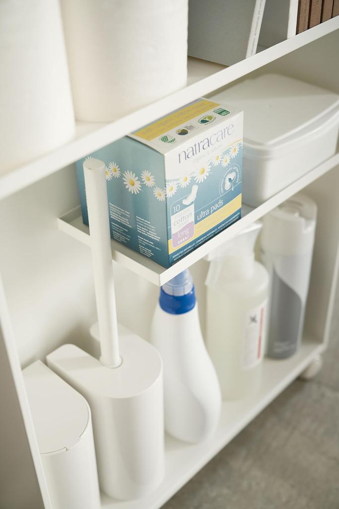 Yamazaki Jitsugyo Slim Toilet Rack with Approximately Tower Casters Only Customer Toilet Paper Holder 4306 Handle, White, W13XD47.5XH68.5cm [Complete