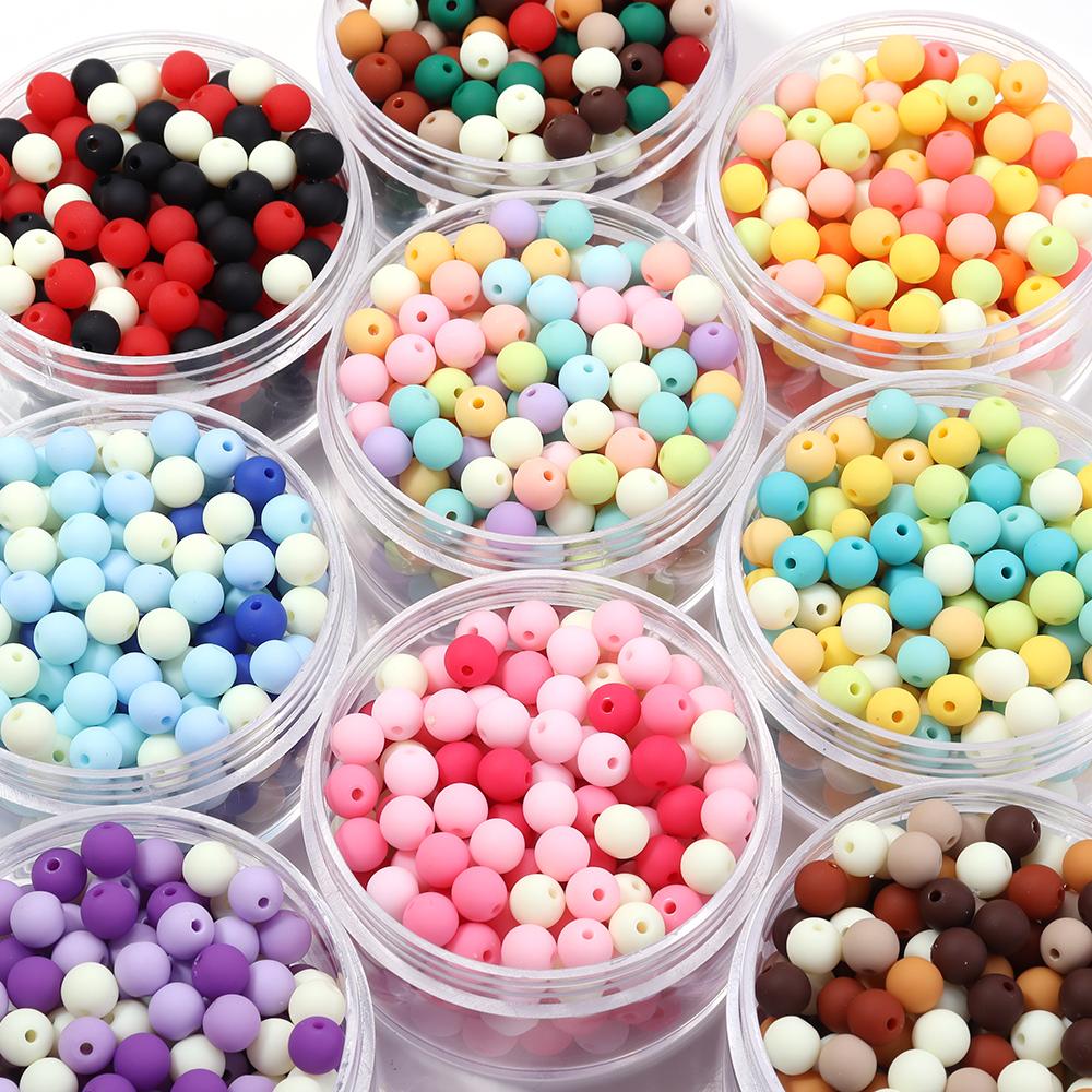6/8/10/12/14mm Mix Colored Matte Acrylic Spacer Beads Loose Jewelry Round Beads For Making Bracelet Necklace Earring DIY Jewelry