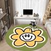 1pc Flower Happy Office Round Area Rug, Under Office Chairs Bedroom Living Room Home Decor, Room Deco, Available In Various Sizes