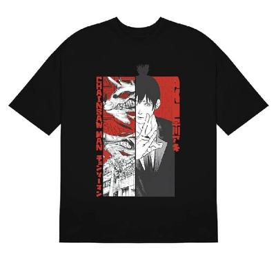 Chainsaw Man Aki Split Design T-Shirt - 100% Cotton Anime Shirt with Unique Design