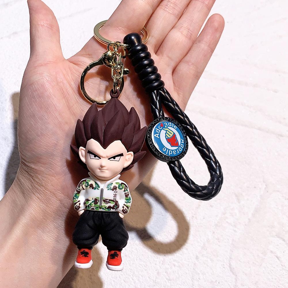 Anime Keychain PVC Cartoon Cartoon Figure Trunks Son Goku Piccolo Buu Vegeta Figures Key Chain Keyring Bag Decor