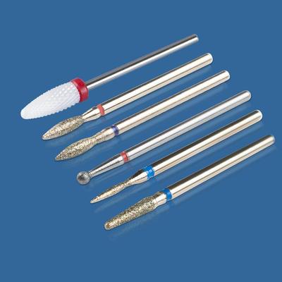 6PCS Milling Cutter For Manicure Diamond Ceramic Nail Drill Bits For Removing Gel Nail Polish Pedicure Cuticle Clean Nail Files
