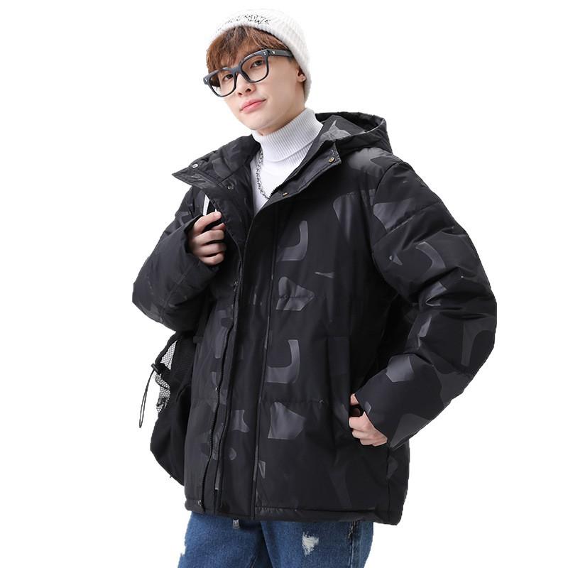 Down jacket men's youth trendy brand white duck down warm down couple casual jacket autumn and winter hooded bread jacket