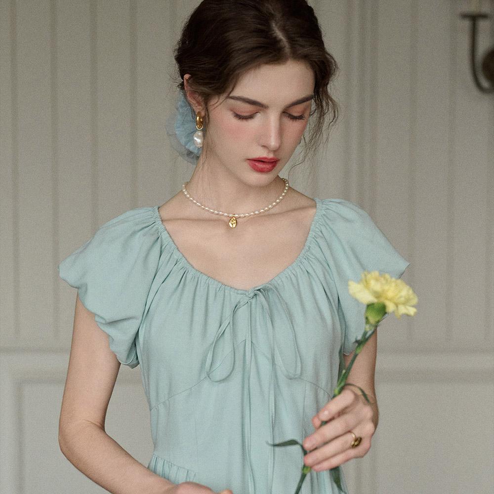 Simpeulleteulo Sr_Tie Shirring Dress_Mint