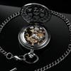 Fashion Luxury Black Flower Engraved Skeleton Steampunk Mechanical Pocket Watch Roman Dial with Chain Ideal for Men/Women