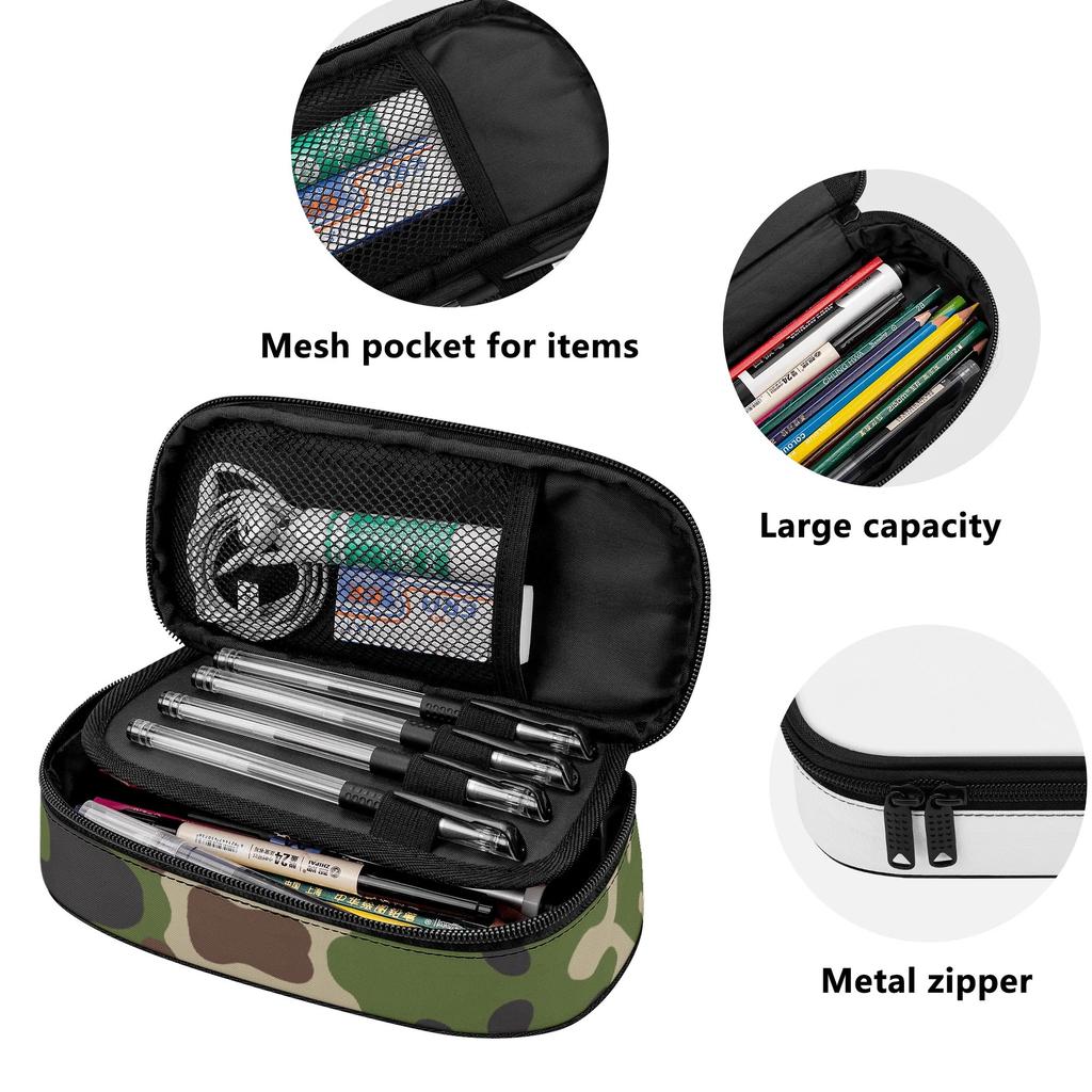 Pen Case High Capacity Wear Resistant Polyester Easy Open Zipper with Main Compartment Mesh Pocket and Pen Slots for Students