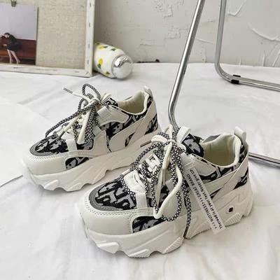 Small Feet Dad Shoes Women's New Printed Thick Bottom Sneaker Fashion All-Matching Women's Shoes