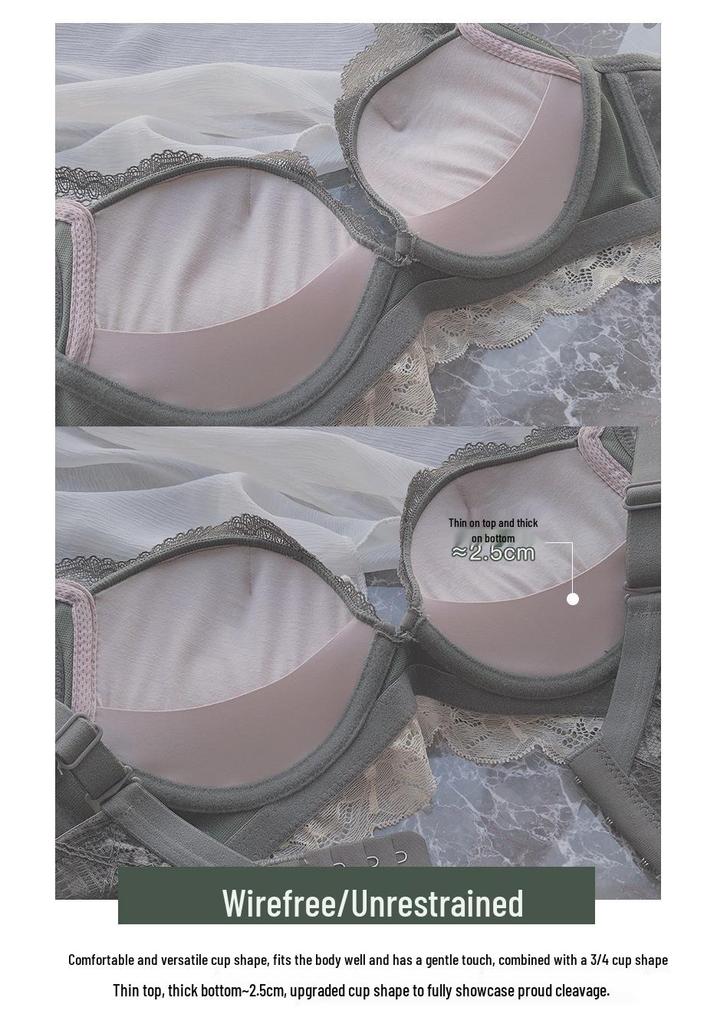 Sexy Lace French Bra & Panty Set: Enhances Small Bust, Reduces Side Boobs, Anti-Sag, Shaping