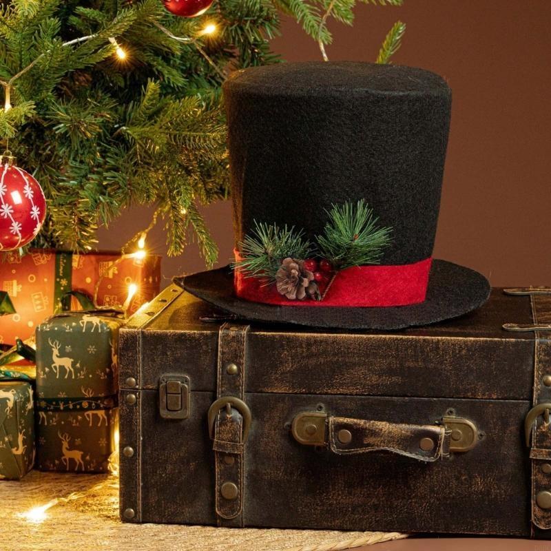 Luxurious Fabric Christmas Tree Hat Toppers Durable Materials Dateless Design Perfect For Family Gatherings