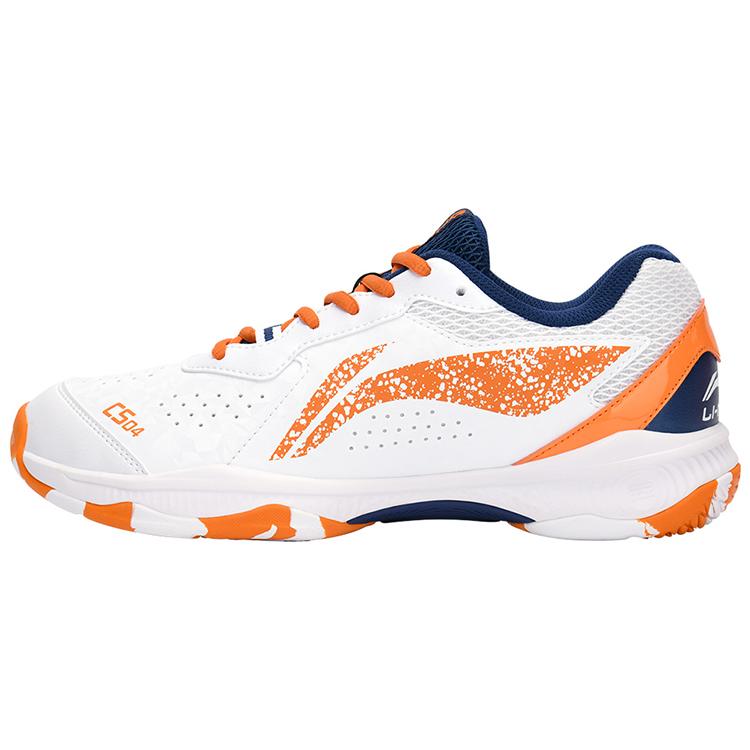 New LiNing Slip Resistant, Abrasion Resistant, Breathable, Lightweight Low Top Badminton Shoes Unisex White Ice Orange AYTS061-1