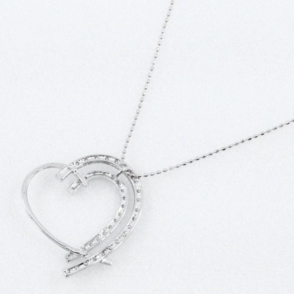 Heart Necklace 14 White Gold/diamond Heart 2.7g Women Used