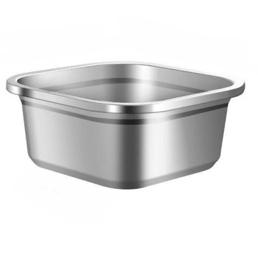 Stainless Steel Square Bowl 20cm 22cm 24cm Silver Kitchen Storage Container For Washing Vegetables Serving Soup Mixing Dough
