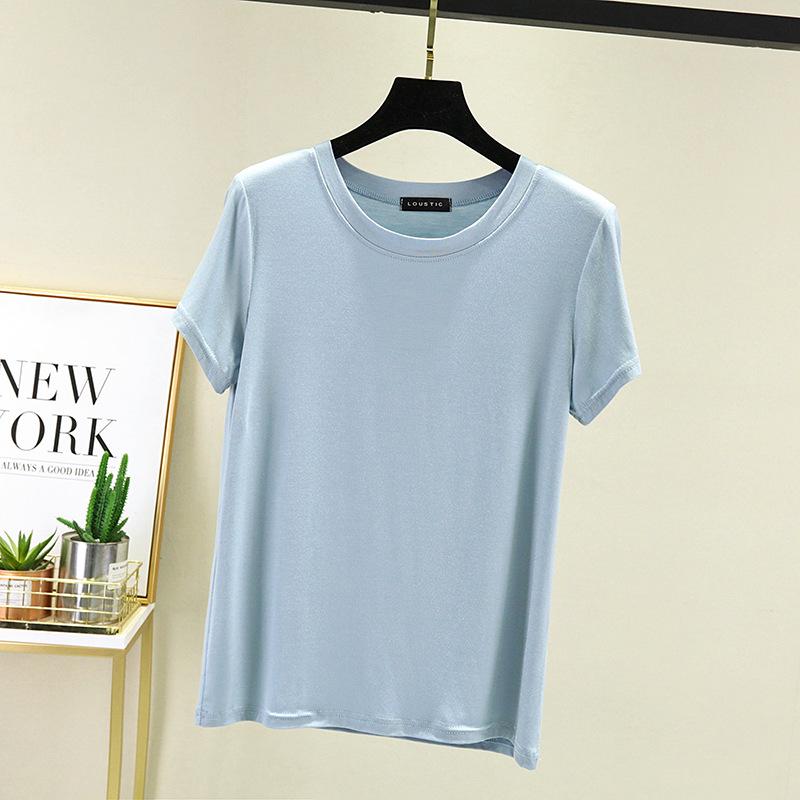Women's Plus Size Round Neck Short Sleeve T-Shirt - Summer Solid Color Versatile Inner/Outer Layer