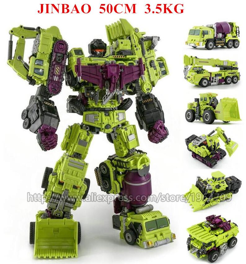 Oversize 6 IN 1 Transformation Devastator Toys Boy Robot Car KO G1 Excavator Trucks Model Action Figure Kid Adult