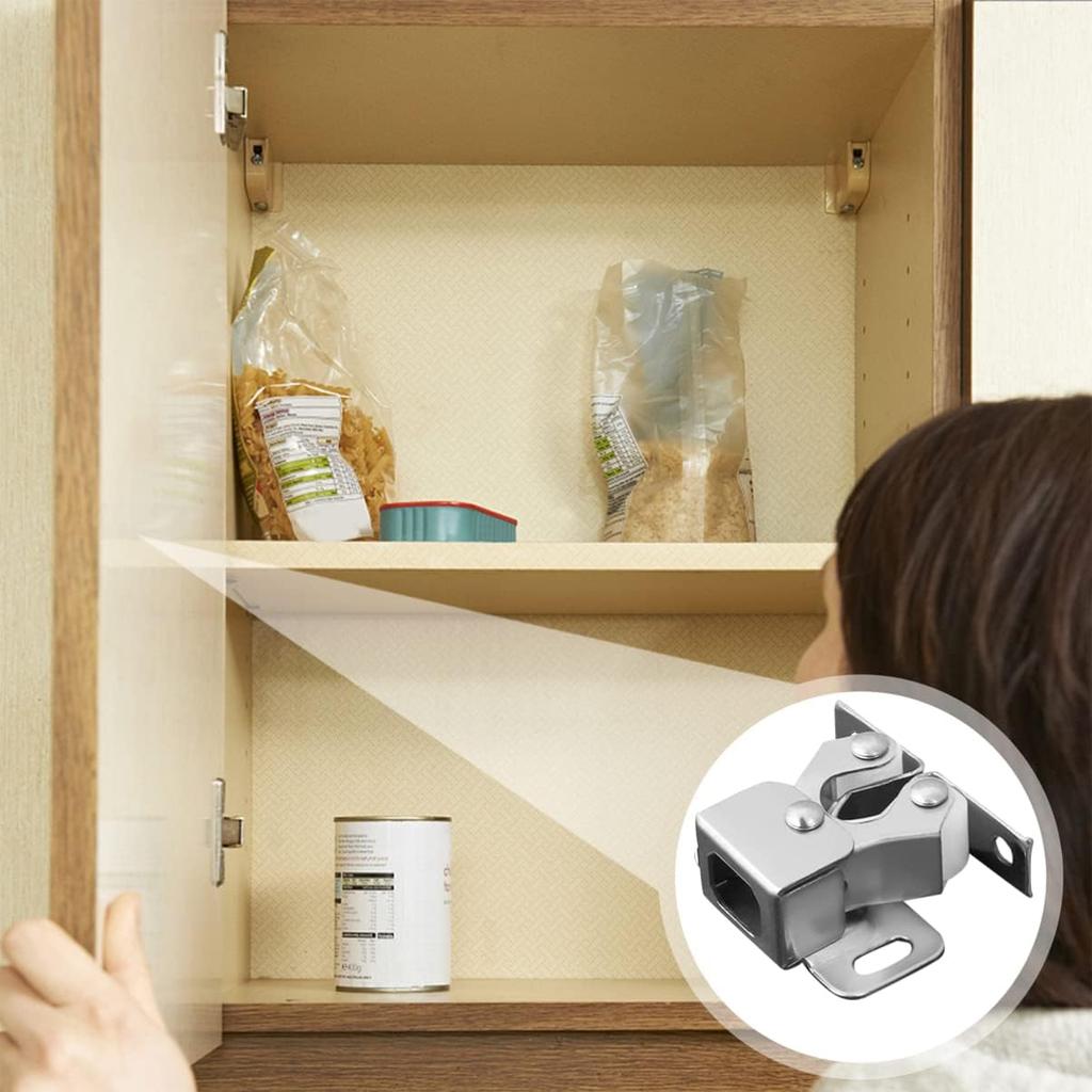 Angoily 12Pcs Cabinet Door Catch Stainless Steel Double Ball Roller Catch Latch Closet Ball Tension Latch Metal Door Accessories Replacement for Home