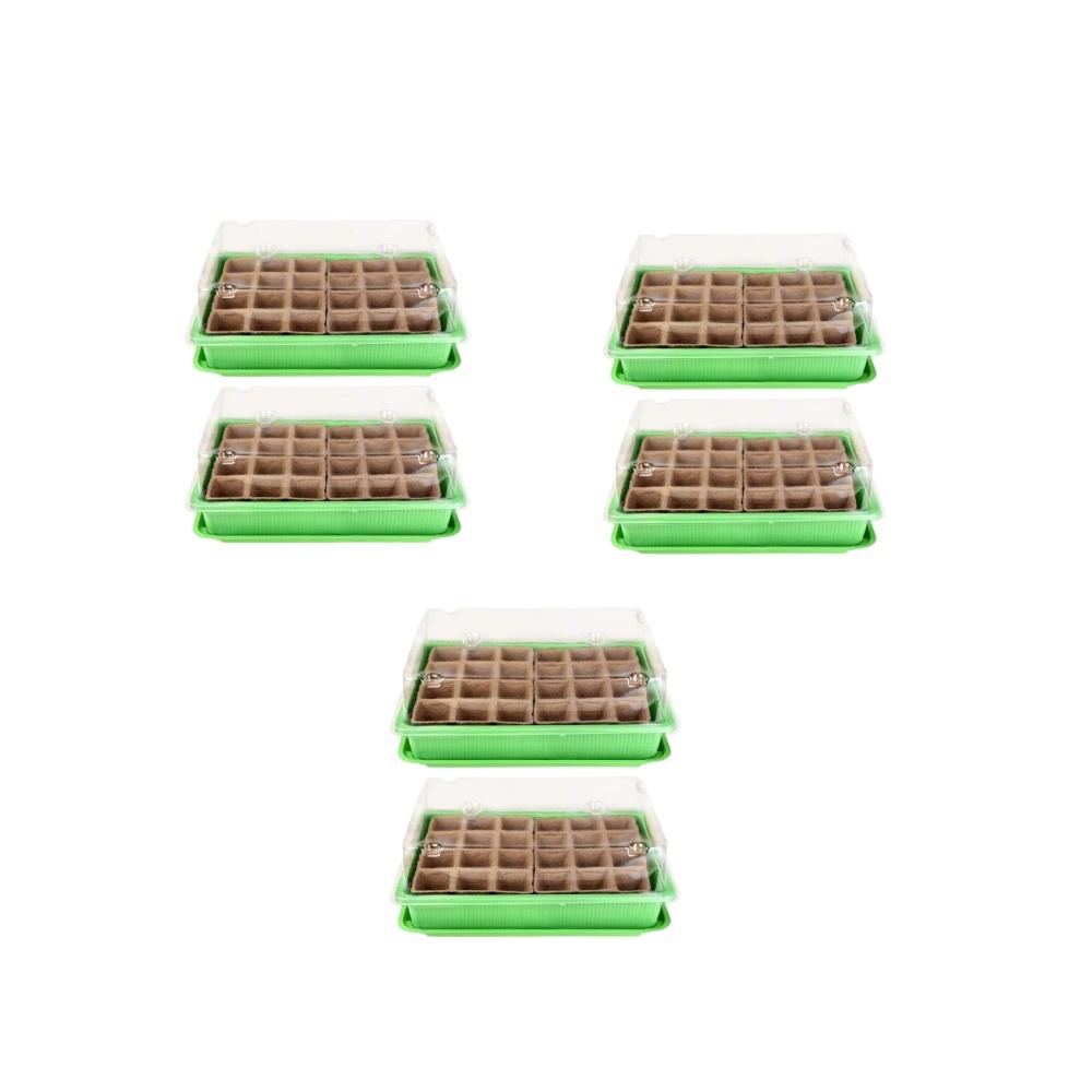 24 Cells Highter Nursery Pots Seeding Trays Seed Starter Kits Humidity Domes Cover Gardening Plant Germination Trays Box