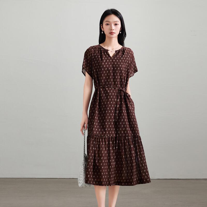 SOFSIL French Lazy Style V-Neck Polka Dot Mid-length Dress XL