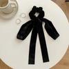 Mode Vintage Schwarze Samt Schleife Haarband Scrunchie für Damen Mädchen Langes Elastisches Haargummi Kopfschmuck Weibliches Haarzubehör