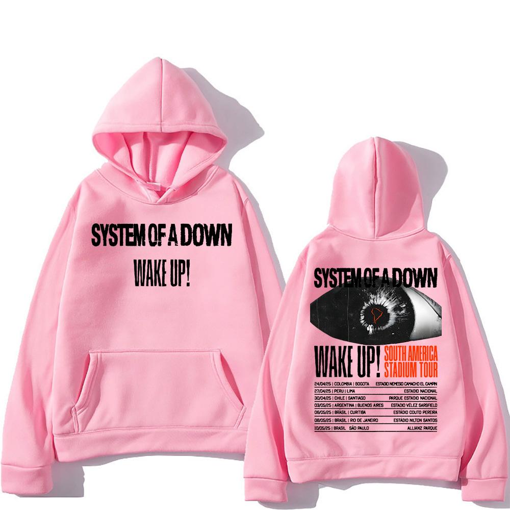 System-of A Down Band Hoodies Wake Up South America Stadium Tour 2025 Pullovers Heavy Metal Trends Sweatshirts Unisex Hoody