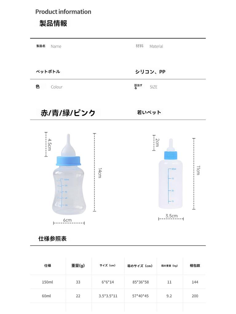 REYLNXR Kitten Milk Bottle Set, 150ml, with Silicone and PP Nipples, Shock-Resistant, Easy To Clean, and Airtight, for Small Animals (Pink)