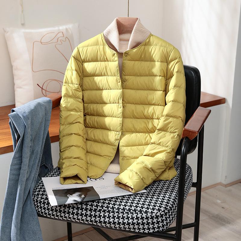 Lightweight Down Jacket for Women, Short Round Neck, Warm Inner Lining, Slim Fit, Thin Inner Layer, Oversized Jacket, Trendy