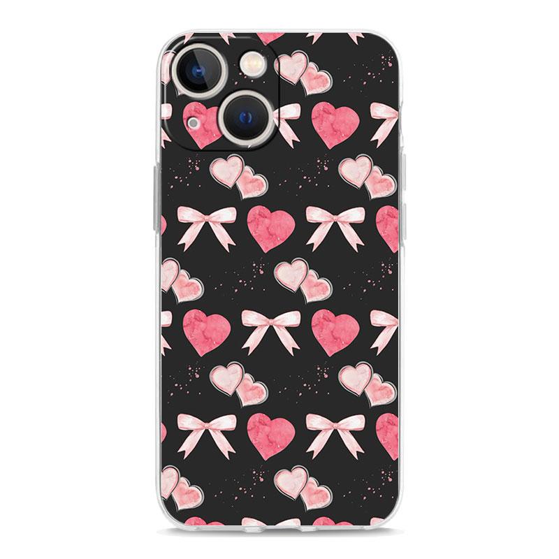 Phone Case For iPhone 17 Cases iPhone Air 16 15 12 13 14 Pro Max 7 8 Plus 16Pro iPhone11 Soft Cover Cute Pink Heart Bow
