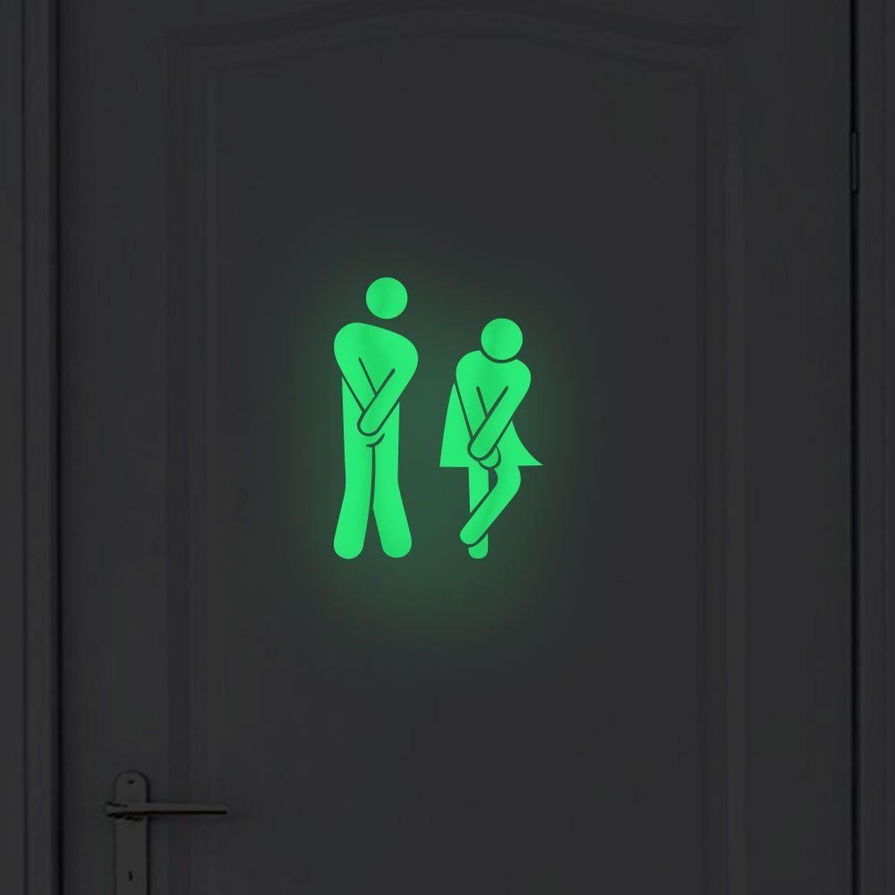 Dark Luminous Home Decor Bathroom Toilet Sticker Washroom Door Sign Indicator Label Wall Sticker