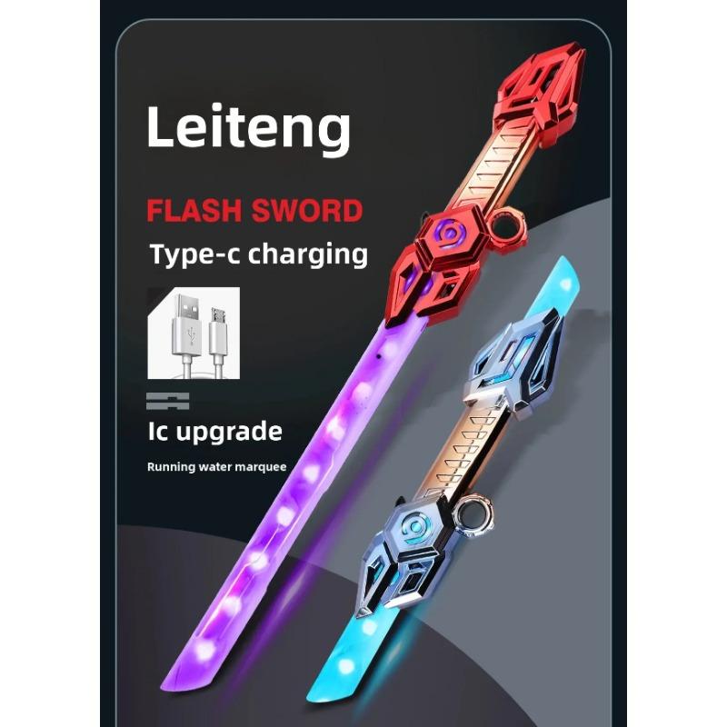 Revolving Laser Sword Retractable Flashing Double-Edged Children Luminous Toy,Light Up Swords Saber and Realistic Handle for Kid,Expandable Light Toy