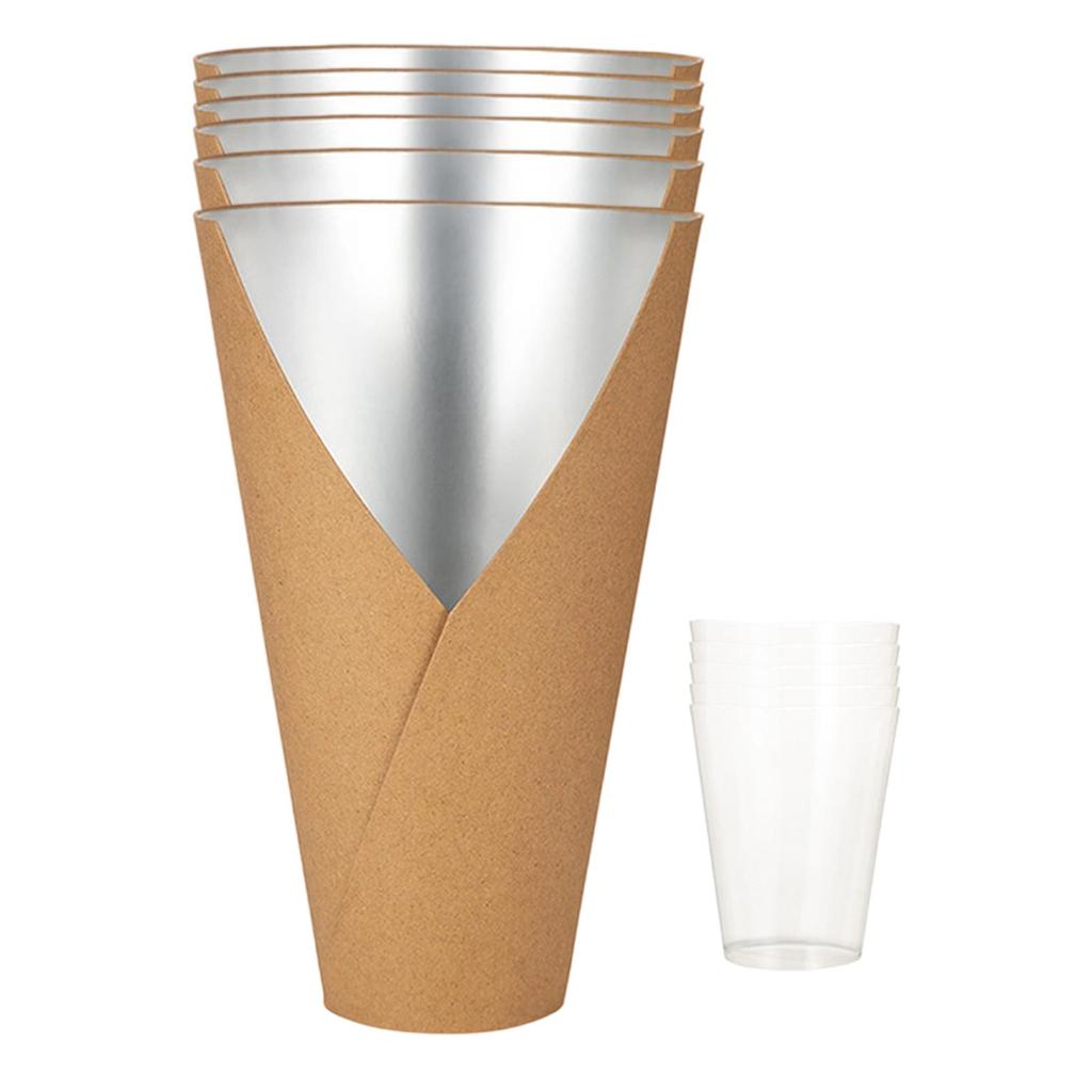 Cutie Decorativă cu Aranjament Floral, 5 Bucăți, cu Accesoriu Liner din PP, DIY Eveniment, Accesorii Florărie, Ușoară, Rezistentă la Apă