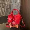 Fashion Solid PU Sweet Bowknot Handbag Cute Heart Shape Bow Mini Crossbody Bag Hot Sale Personality Shoulder Bag for Women Girls