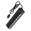 7-Port High-Speed USB Hub with Independent Switches, Supports External Hard Drives
