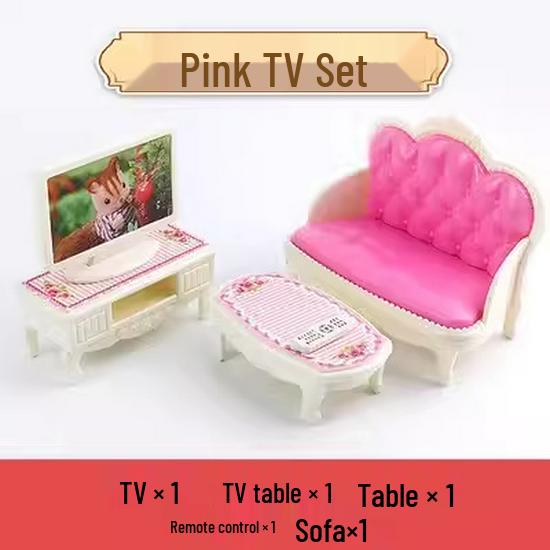 Mini Dollhouse Accessories: Bedroom & Kitchen Play Furniture Set