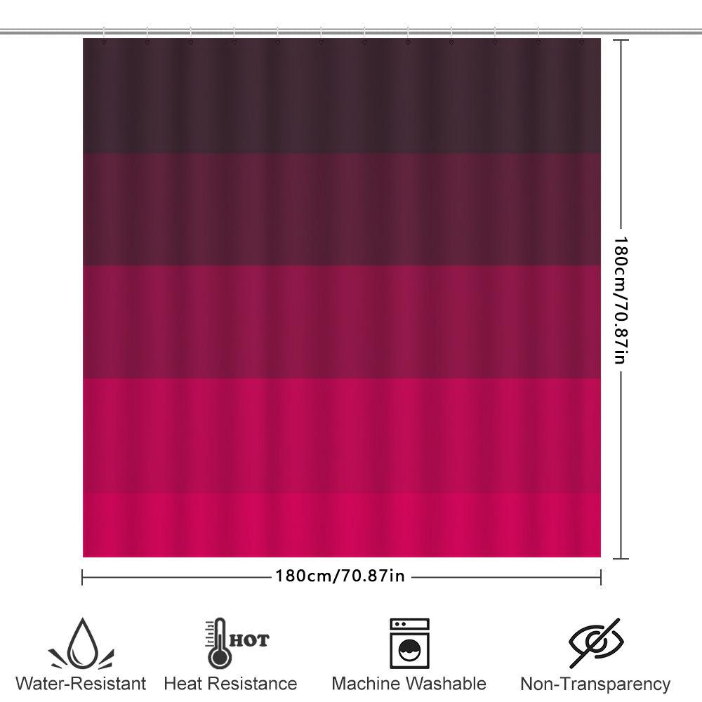 Rideau de douche pour baignoire de luxe Design dégradé rayé Couleurs bordeaux rose vif Pour décoration de salle de bain moderne Imprimé 3D Imperméable Fab
