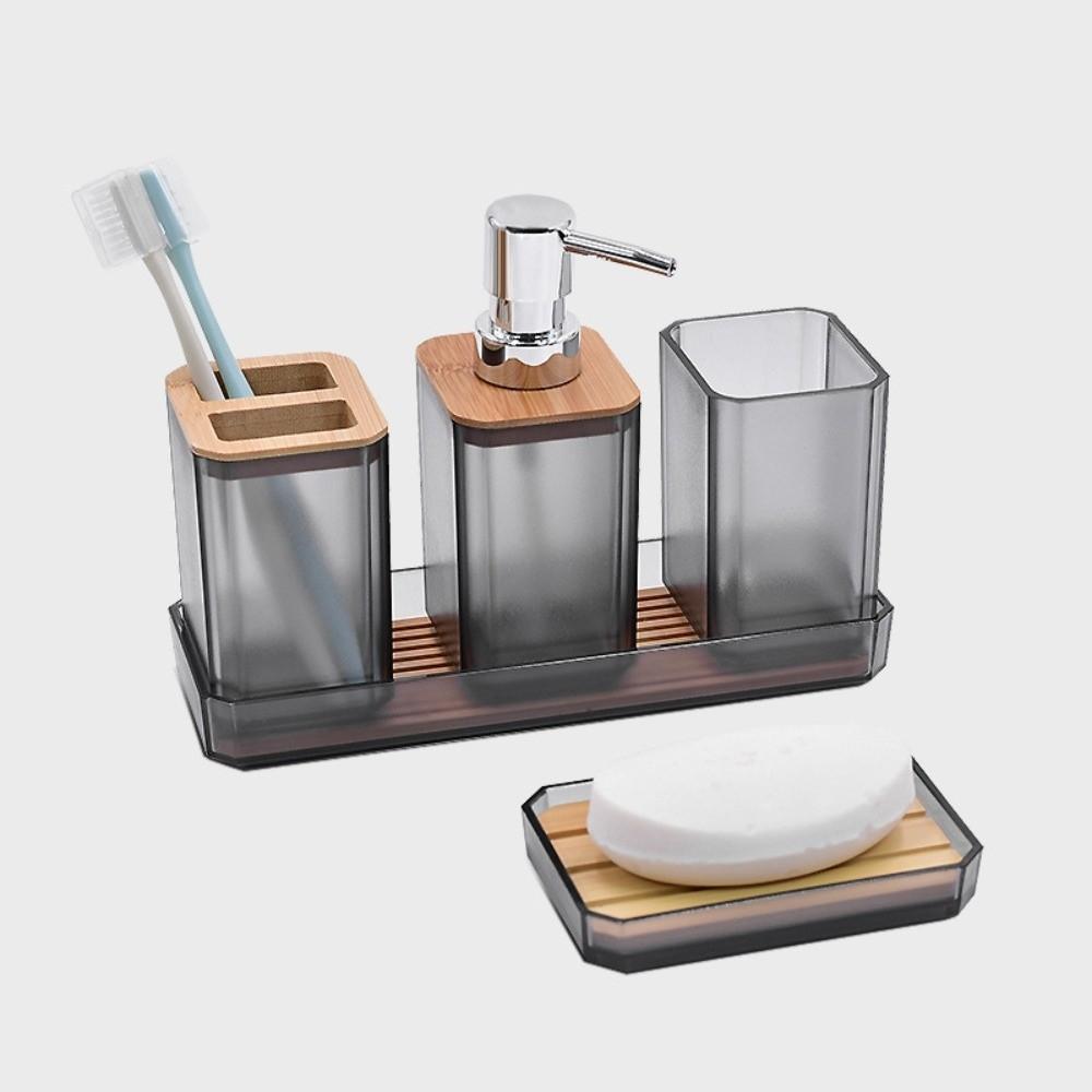Juego de 5 piezas Portacepillos de dientes Botella de jabón de manos para encimera para almacenamiento en ducha, bañera, lavabo