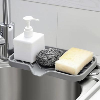 Mutfak Lavabosu Silikon Kurutma Matı Gıda Sınıfı Kaymaz Sünger Ovma Topu Sabunluk Tepsi Banyo Lavabosu Düzenleyici Su Sıçratma Koruması Süzdürme Pedi