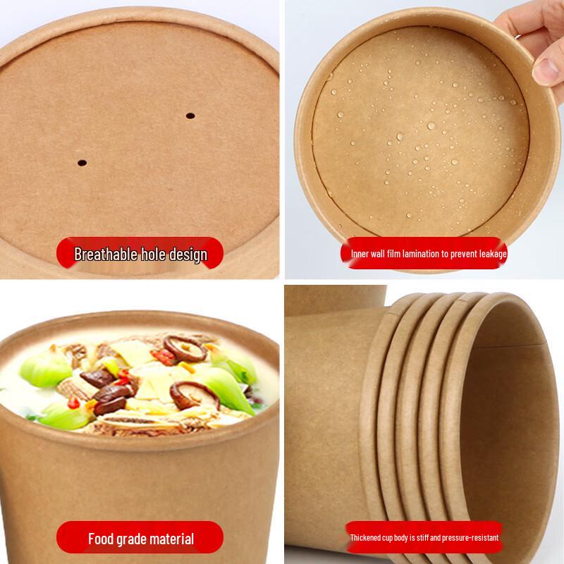Leyongtu Disposable Paper Bowls, Soup Cups & Lids