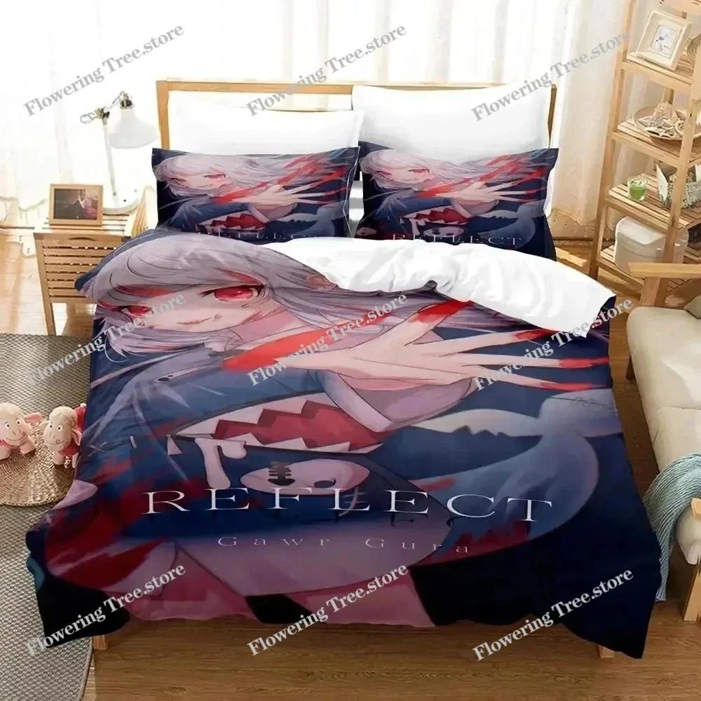 G-Gawr Gura Reflect Fanart holoMyth Bedding Set Duvet Cover Bed Set Quilt Pillowcase Comforter king Queen Size Boys Adult 025