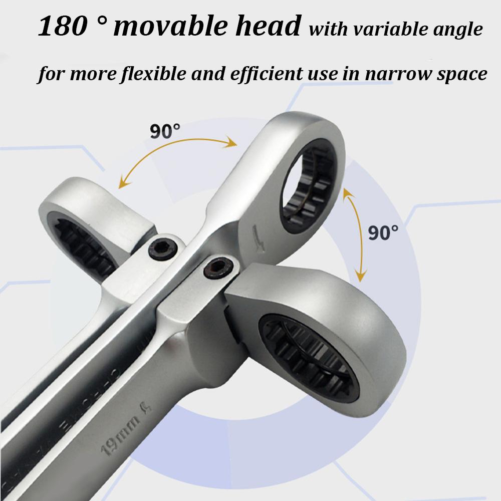 6 In1 Multifunctional Torque Double Head Reversible Ratchet Combination Spanner Set Chrome Vanadium Steel Ratchet Folding Wrench