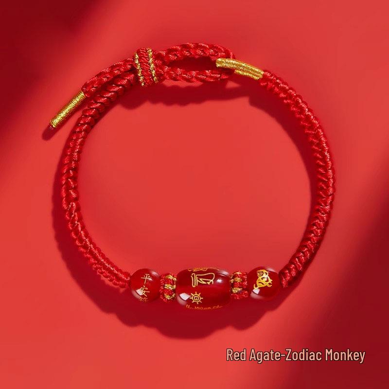 2026 Year of the Horse Zodiac Red Rope Bracelet - Women's/Men's Tai Sui Protective Charm for Horse, Rat, Ox, Rabbit Signs