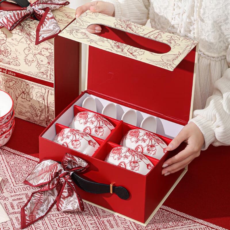 Deer Home Ceramic Bowl, Spoon, and Chopstick Gift Set