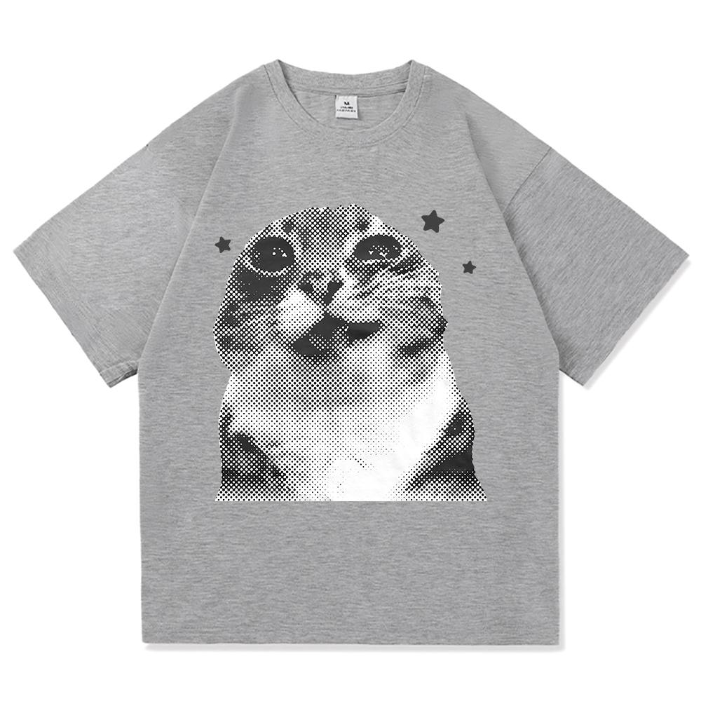 Y2k Funny Cat Meme T Shirt I Do Not Think Therefore I Do Not Am Men/women Clothing Harajuku High Quality Tops Cotton Tshirts