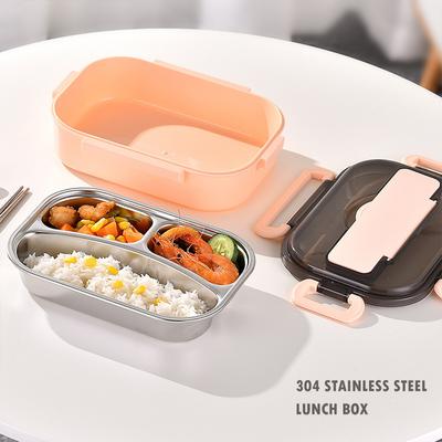 1000 ml Bento-Mittagessenbox Auslaufsicher 304 Edelstahl Lunchbehälter Besteckset Mit Stäbchen Löffel